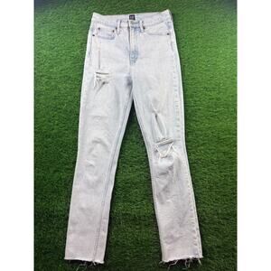 GAP High Rise Destructed Cigarette Jean Womens 6/28 Tall Light Wash Denim Casual